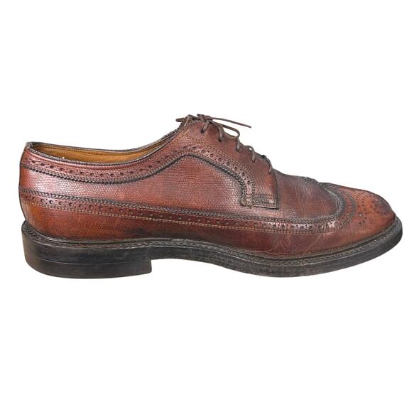 Vintage Florsheim Longwings Brown Wingtip Brogue Oxfords Size US 9 D